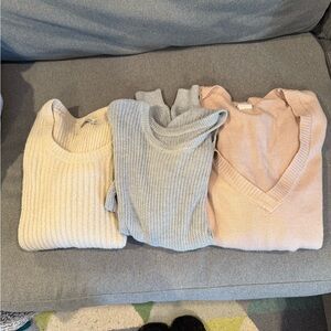 Women's Sweater Bundle - Cream, Gray, and Pink